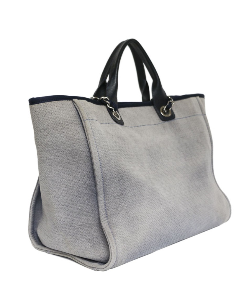 Sac Deauville CHANEL toile gris bleu