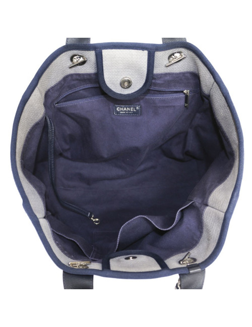 Deauville canvas CHANEL bag grey blue