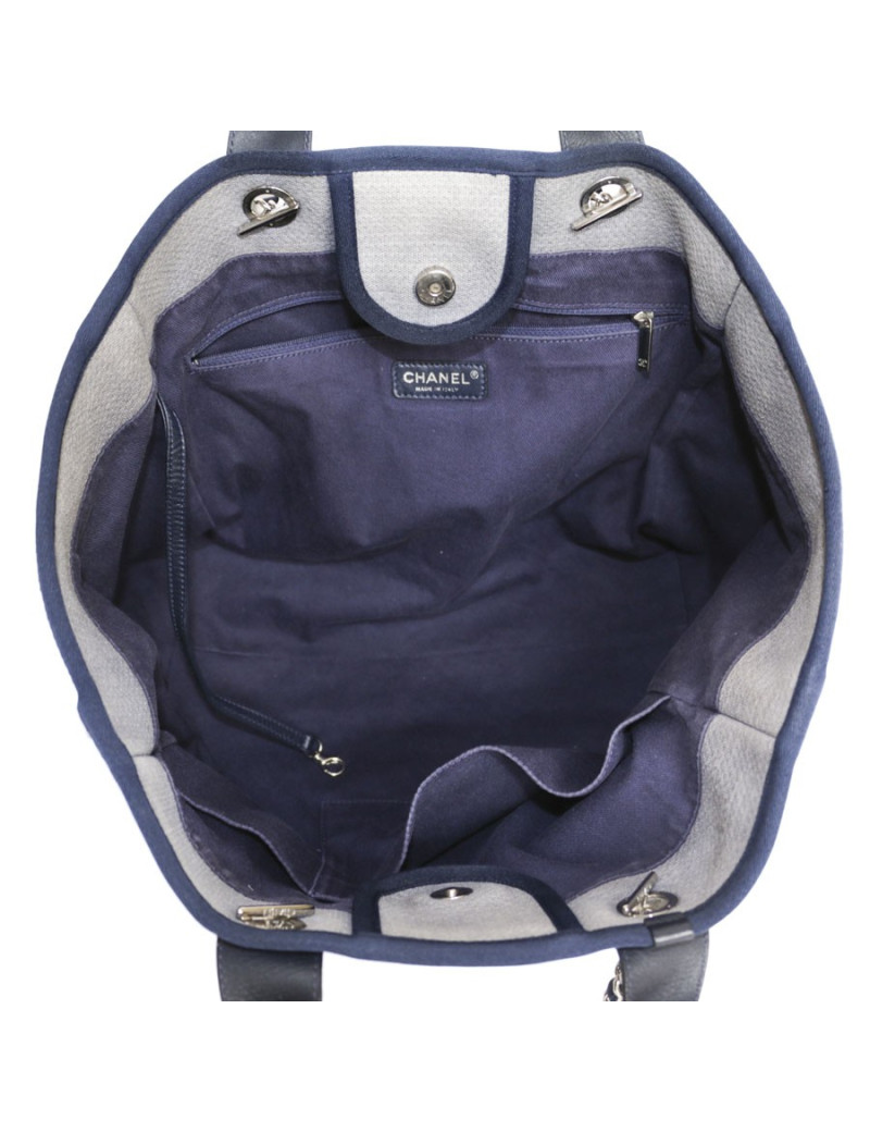 Sac Deauville CHANEL toile gris bleu
