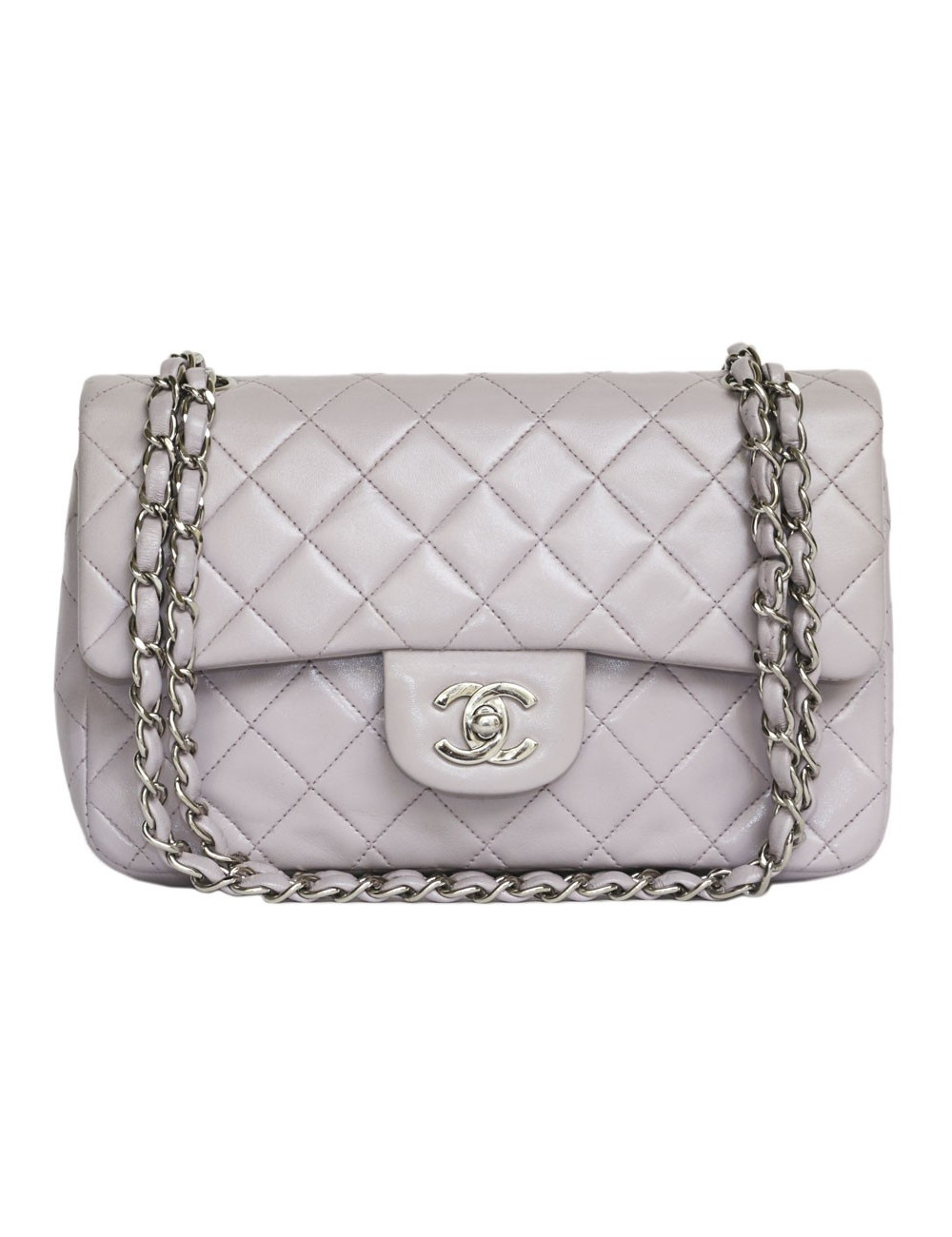 Sac timeless CHANEL cuir d'agneau mauve