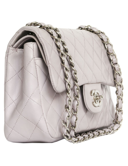 Sac timeless CHANEL cuir d'agneau mauve