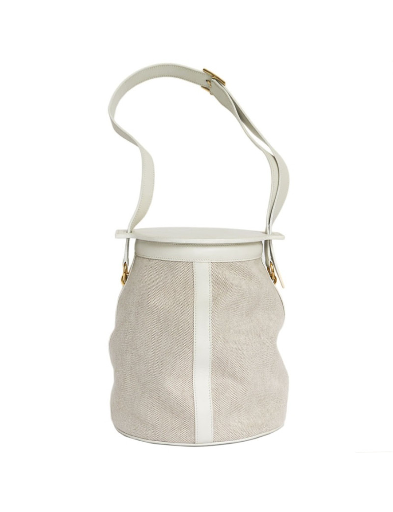 Sac seau HERMES toilr H et togo blanc