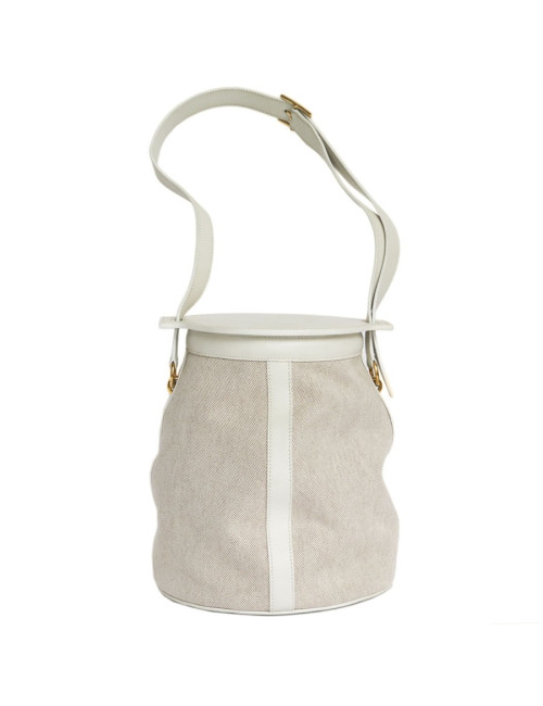 Sac Farming  HERMES toile H et togo blanc