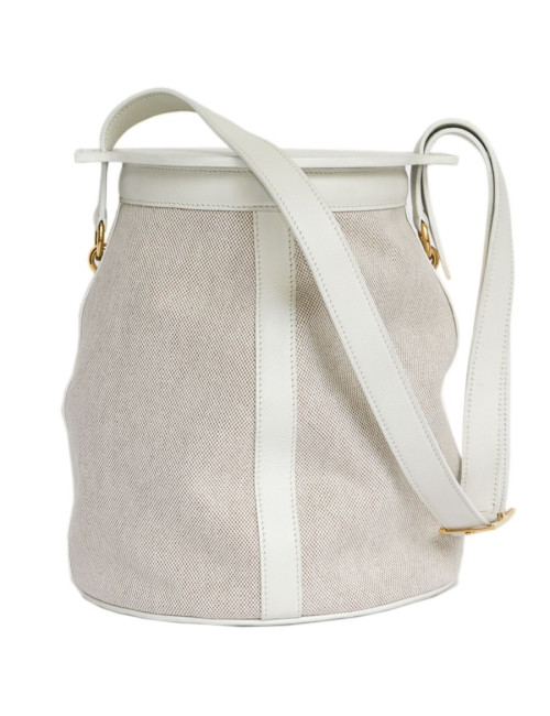 Sac Farming  HERMES toile H et togo blanc