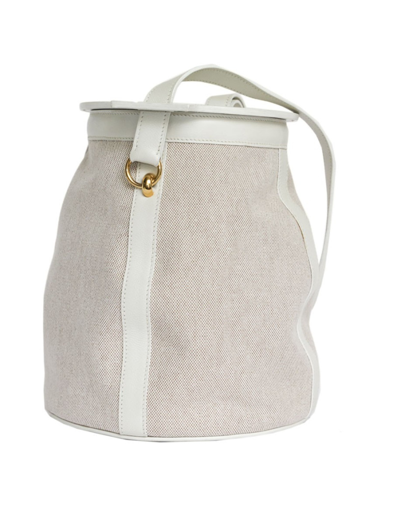 Bag Farming HERMES white togo and canvas: