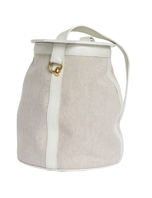Sac Farming  HERMES toile H et togo blanc