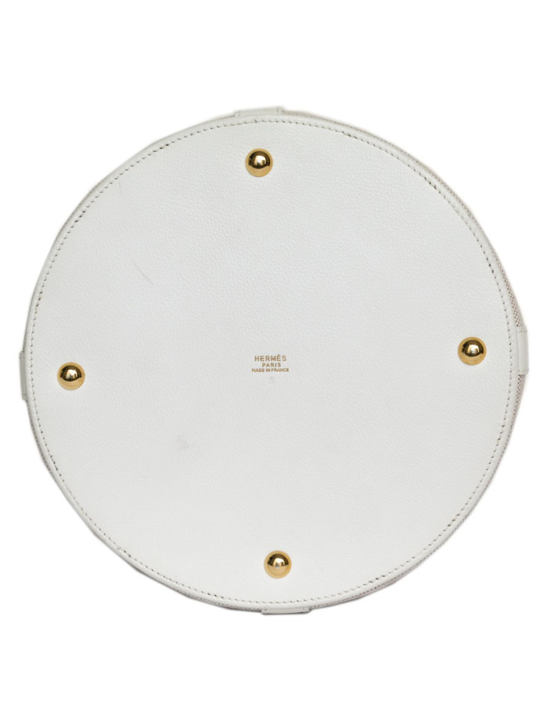 Bag Farming HERMES white togo and canvas: