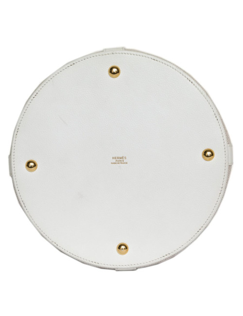 Sac Farming  HERMES toile H et togo blanc