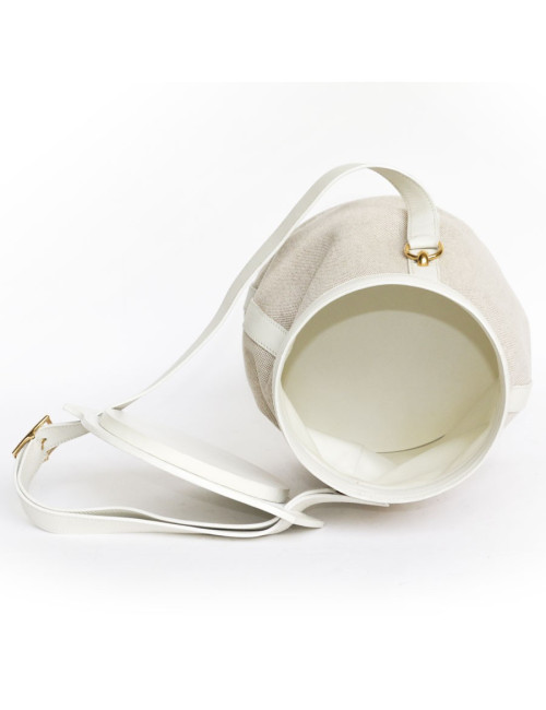 Sac Farming  HERMES toile H et togo blanc