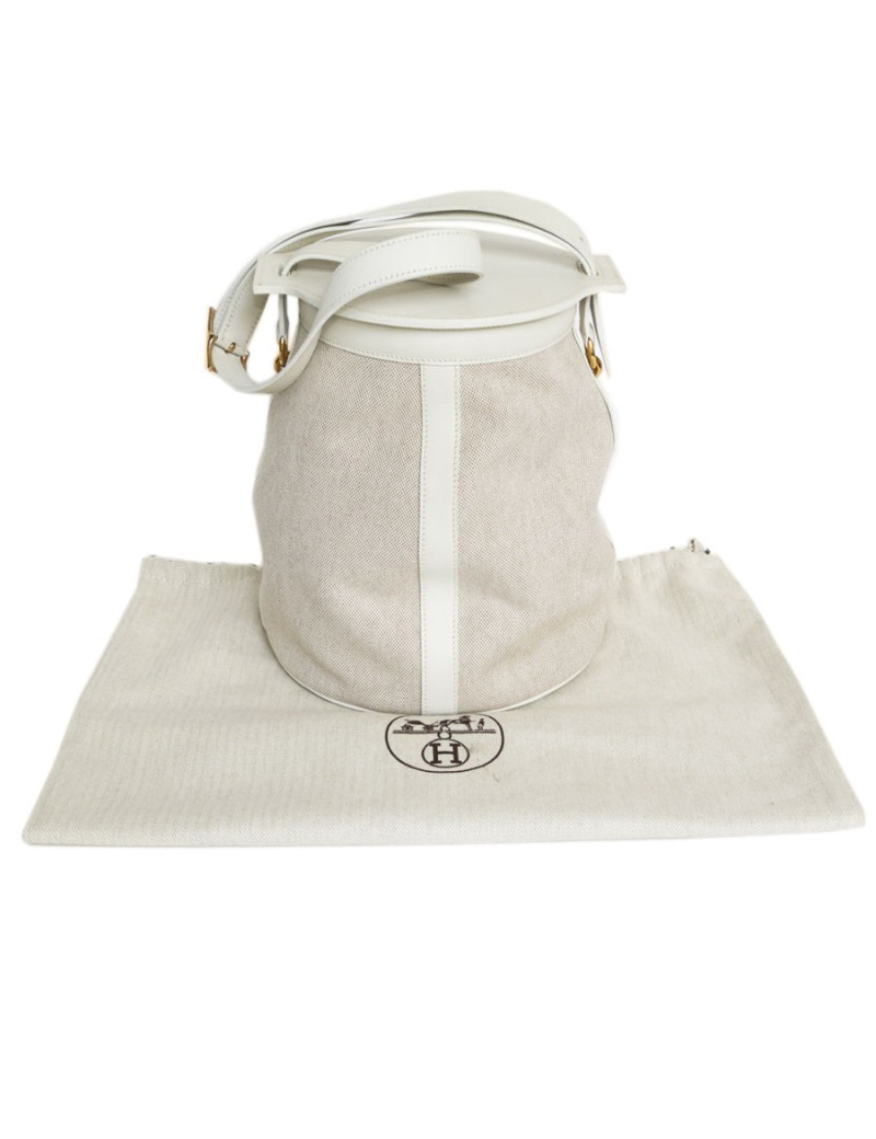 Bag Farming HERMES white togo and canvas:
