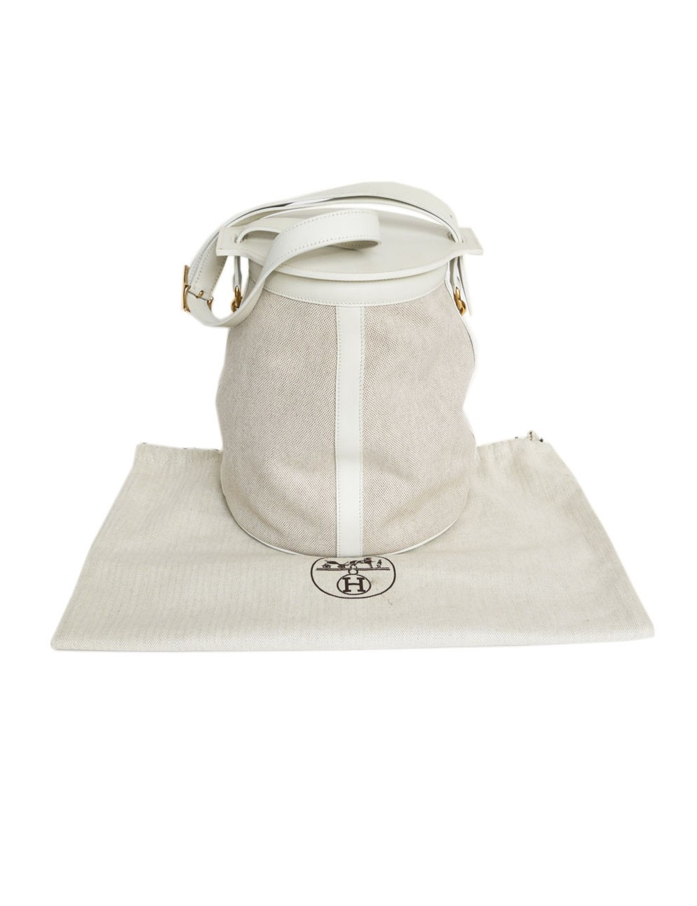 Sac Farming  HERMES toile H et togo blanc