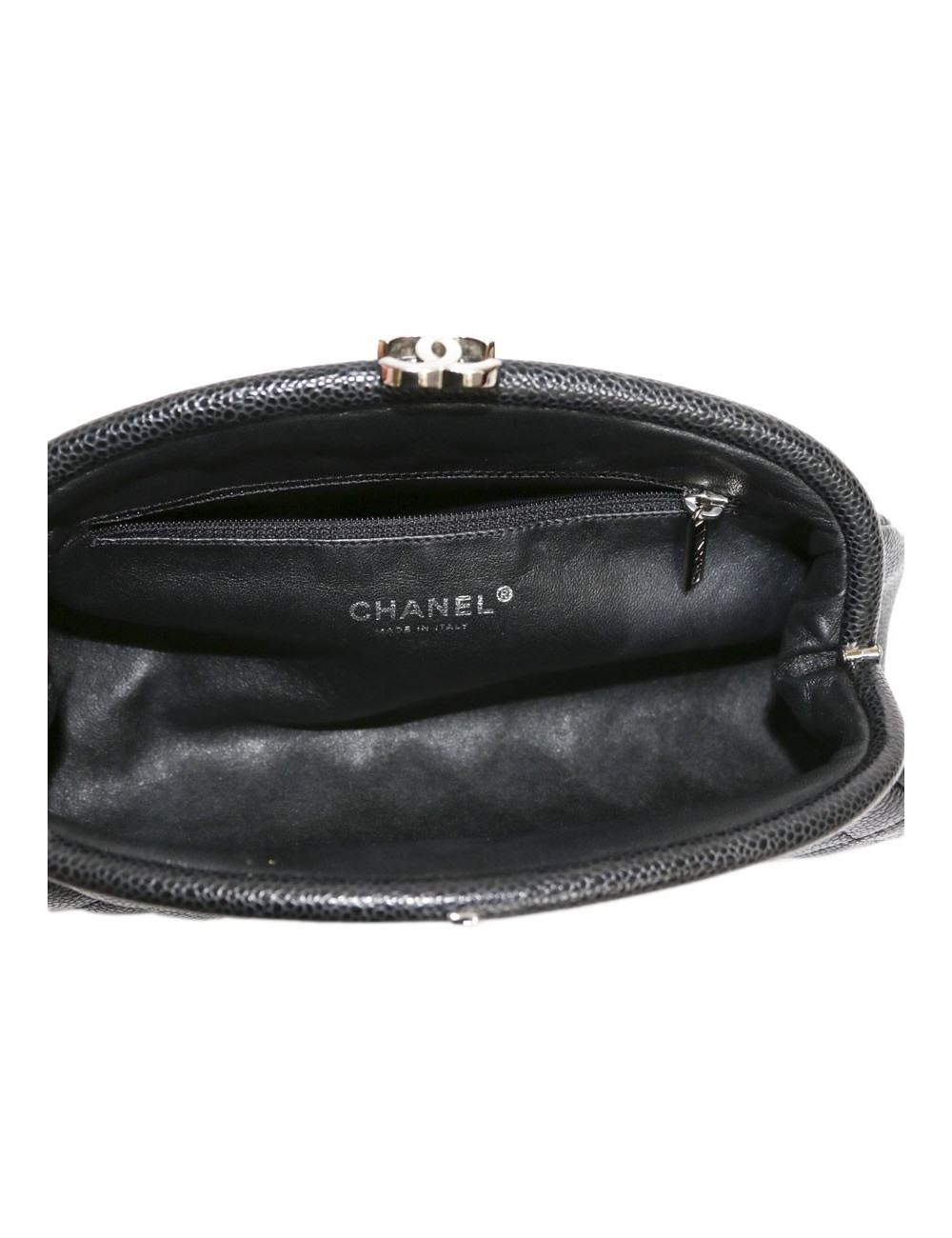 Pochette CHANEL cuir caviar noir