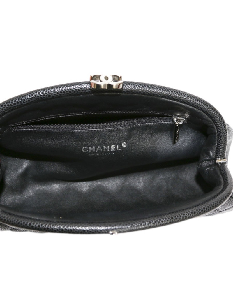 CHANEL black caviar leather pouch