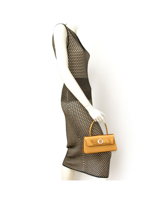 Mini sac CHRISTIAN DIOR en satin de soie jaune