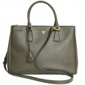 'Soffiano' Green Khaki leather PRADA bag