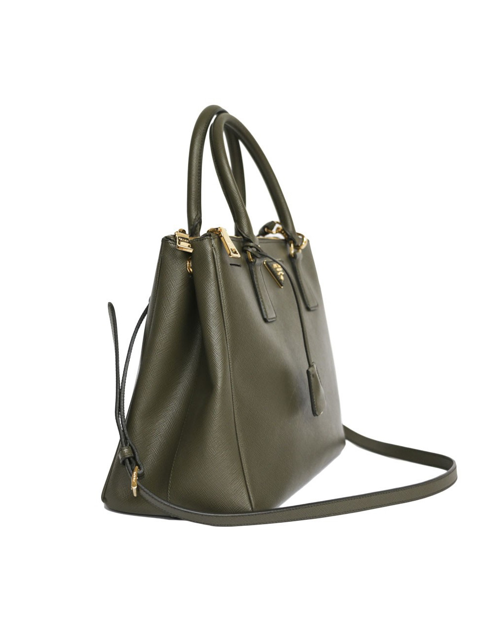 Sac 'Soffiano' PRADA cuir vert kaki