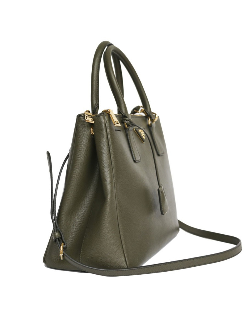 'Soffiano' Green Khaki leather PRADA bag