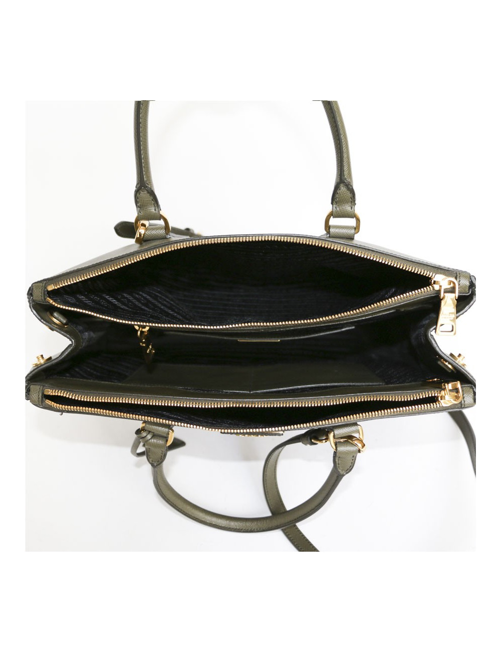 Sac 'Soffiano' PRADA cuir vert kaki