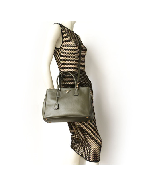 Sac 'Soffiano' PRADA cuir vert kaki