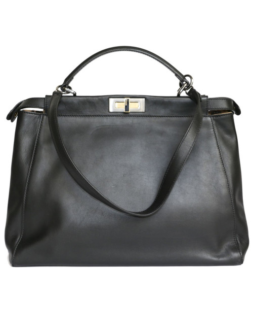 Sac Peekaboo FENDI cuir d'agneau noir