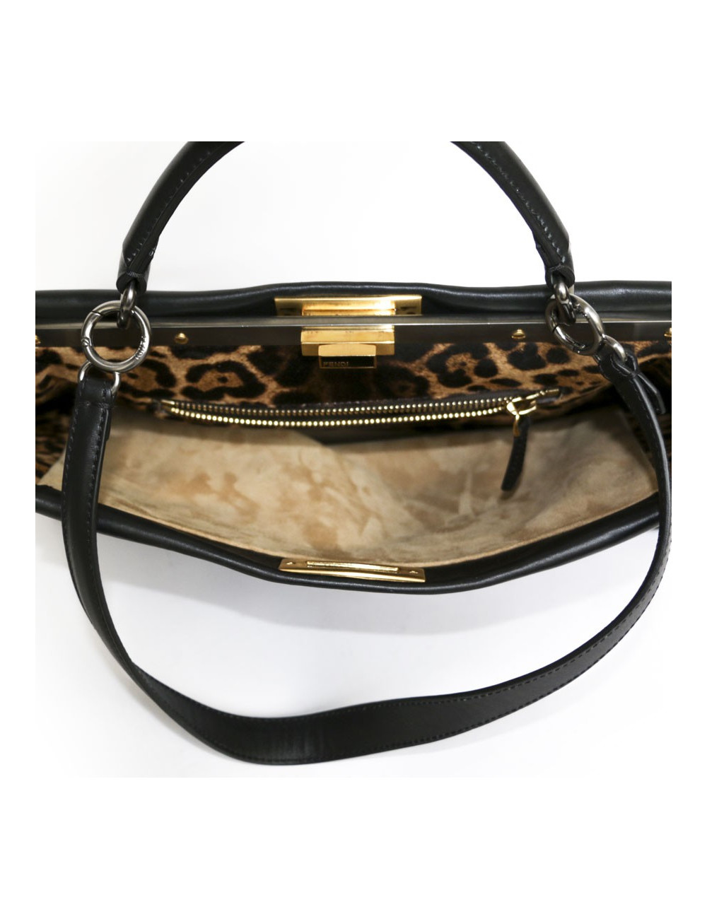 Sac Peekaboo FENDI cuir d'agneau noir