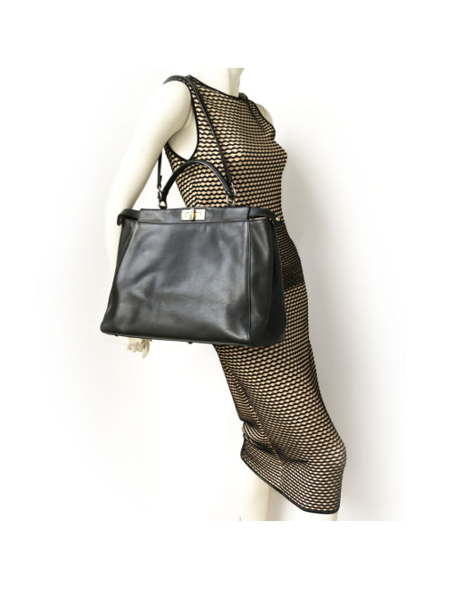 Sac Peekaboo FENDI cuir d'agneau noir