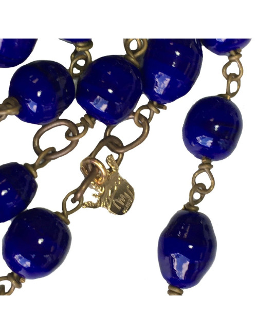MARGUERITE de VALOIS couture sapphire blue molten glass choker necklace