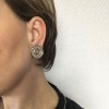 CHANEL round clip-on earrings in gilded metal, CC and Rhinestones