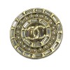 CHANEL round clip-on earrings in gilded metal, CC and Rhinestones