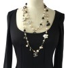 Necklace CHANEL gold chain, black and Pearly beads, Camellia in email