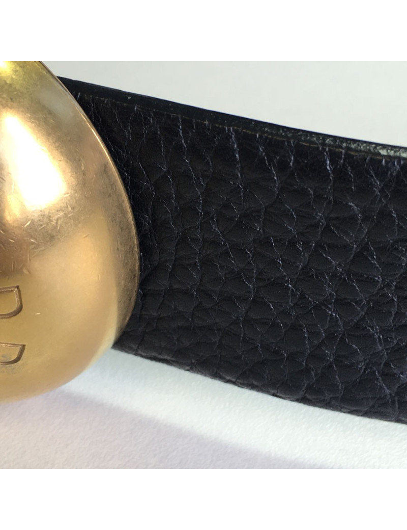 DOLCE GABBANA & leather black leather and Golden round buckle belt