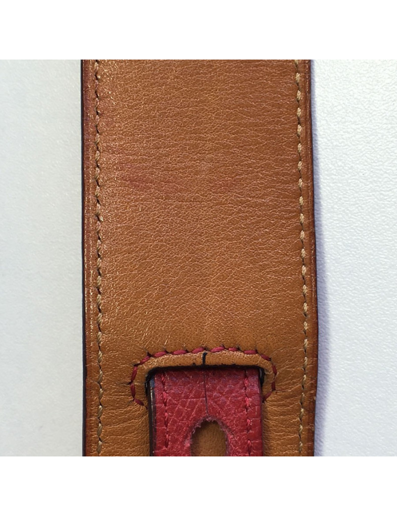 Ceinture kelly HERMES en cuir Courchevel framboise