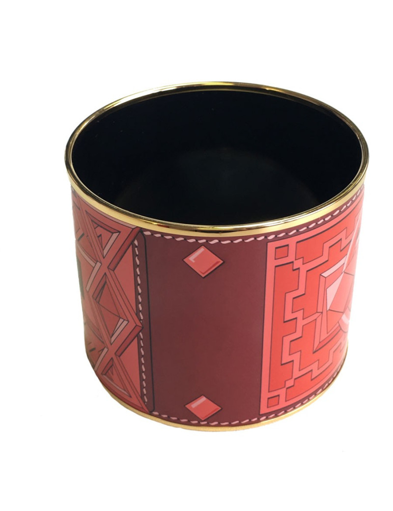 HERMES mega wide bracelet in red and pink enamel