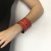 Bracelet HERMES large en émail rouge et rose