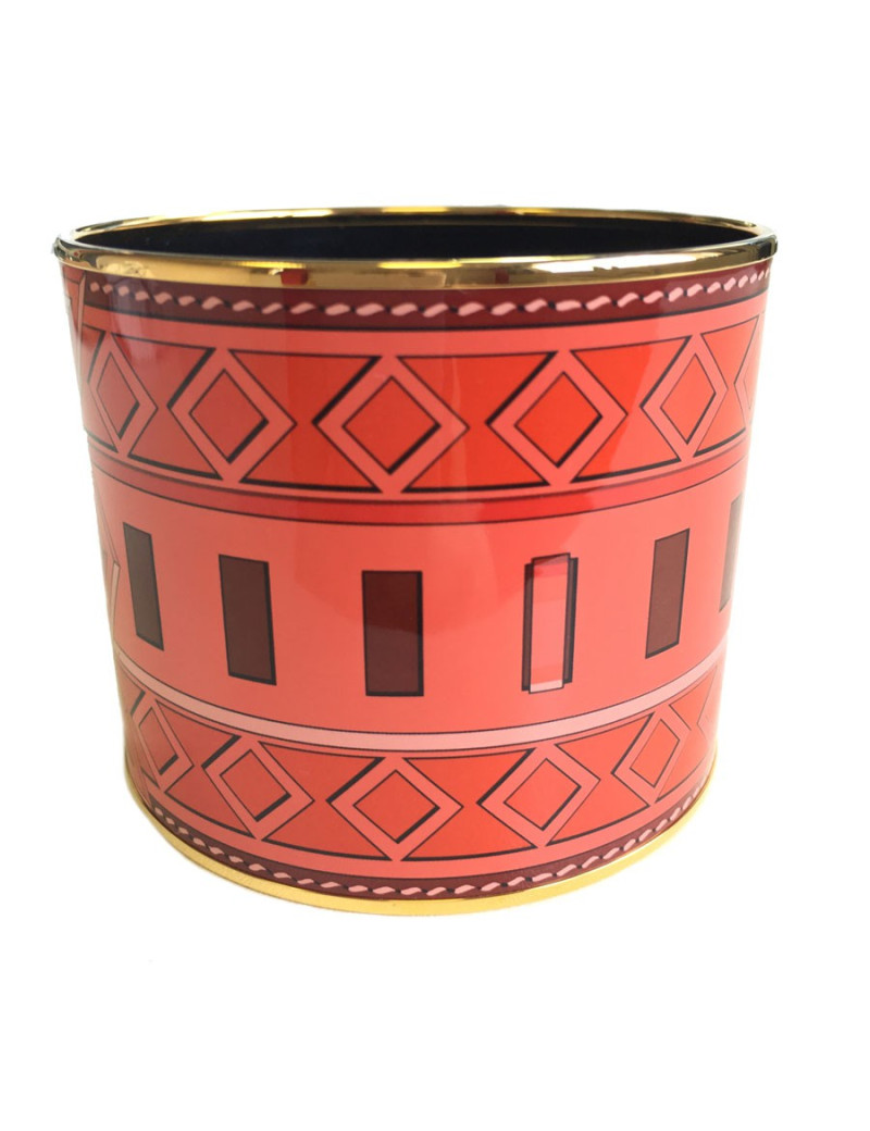 HERMES mega wide bracelet in red and pink enamel