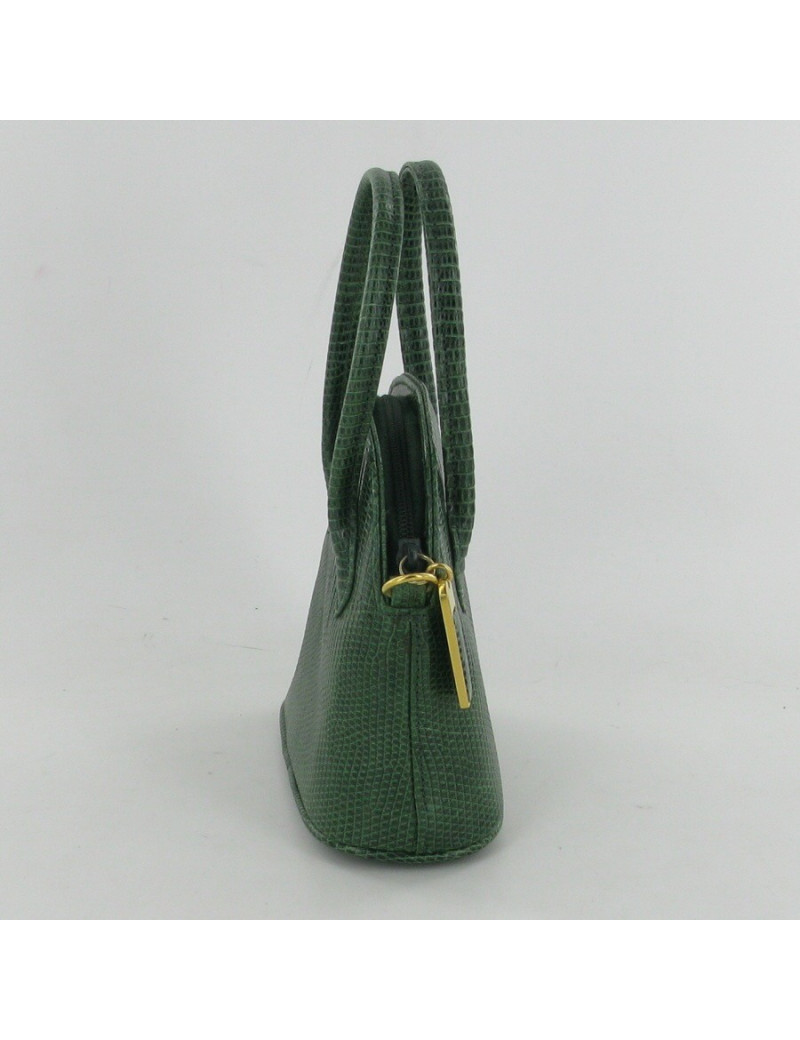 Mini sac en lézard vert
