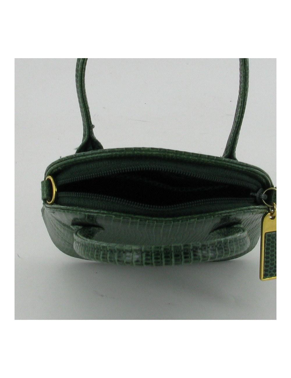 Mini sac en lézard vert