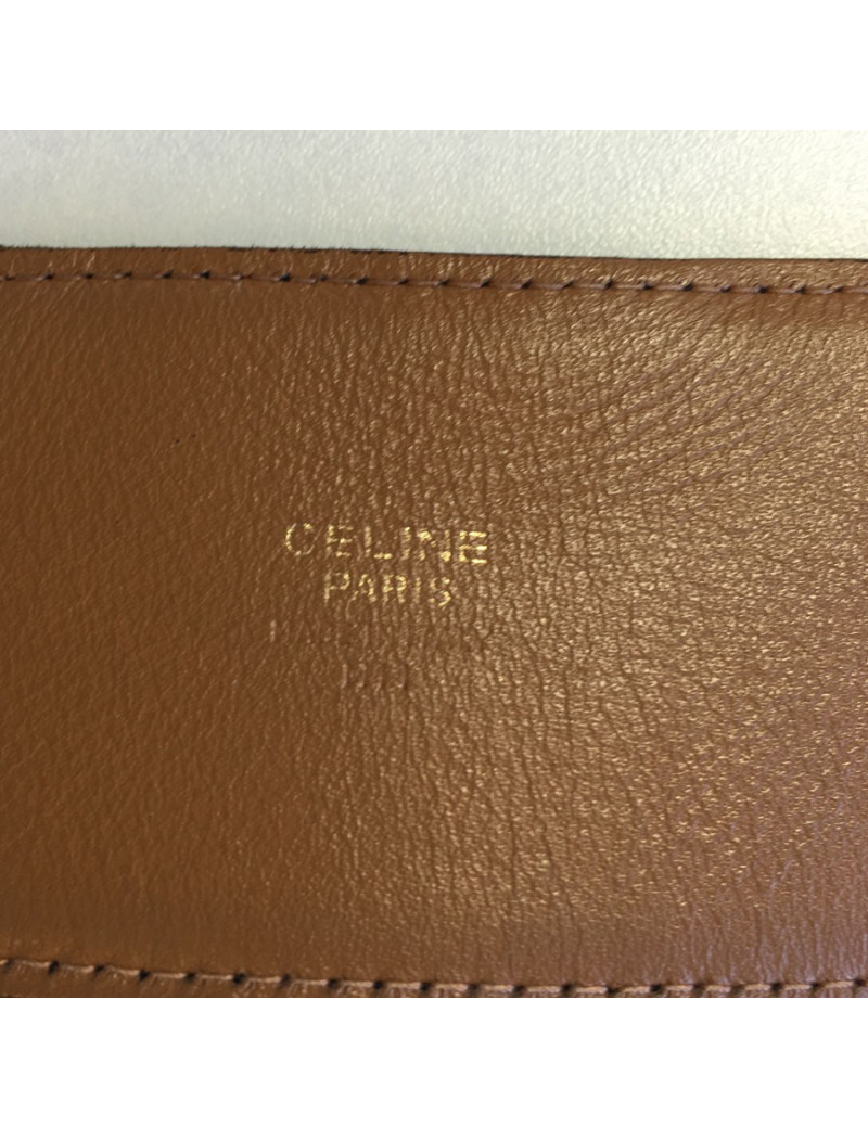 CÉLINE belt size 65 in black leather and Silver buckle