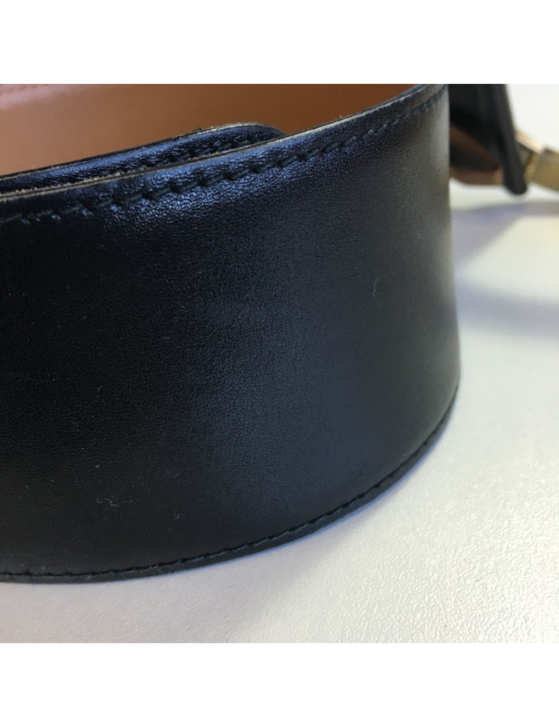 CÉLINE belt size 65 in black leather and Silver buckle