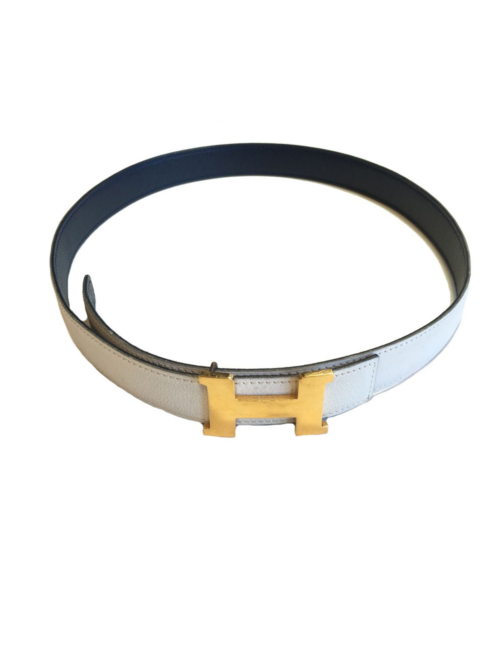 Ceinture H HERMES t 74 réversible en cuir