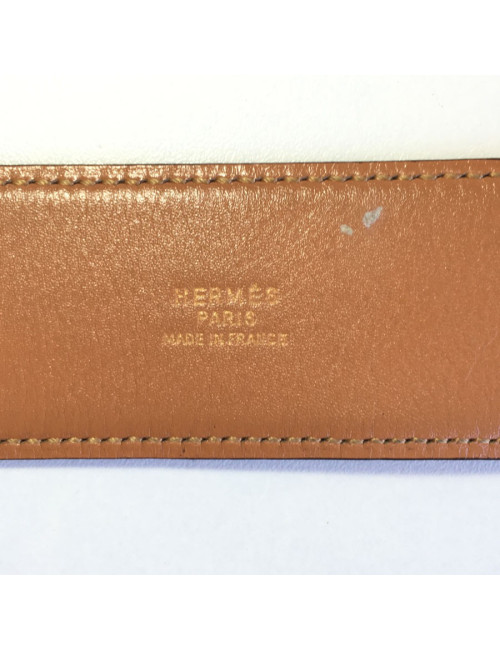 Ceinture HERMES Médor en cuir bleu marine