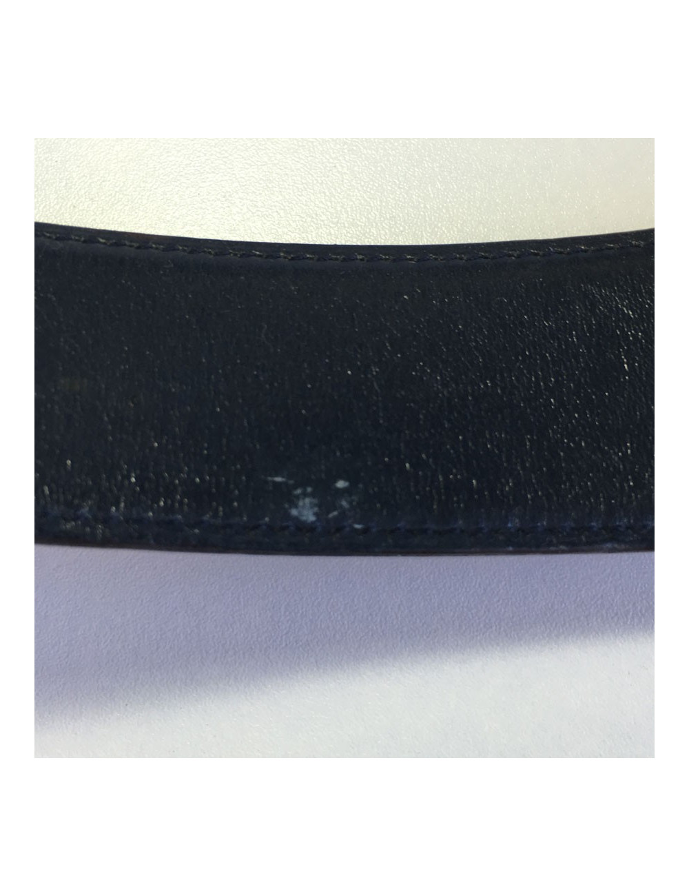 Ceinture HERMES Médor en cuir bleu marine