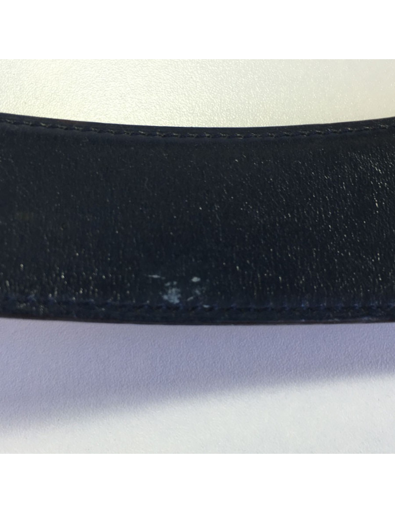 Ceinture HERMES Médor en cuir bleu marine