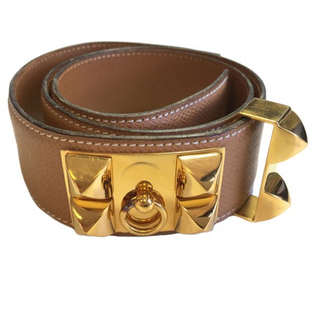 Belt Medoro CDC HERMES t 72 glossy brown leather