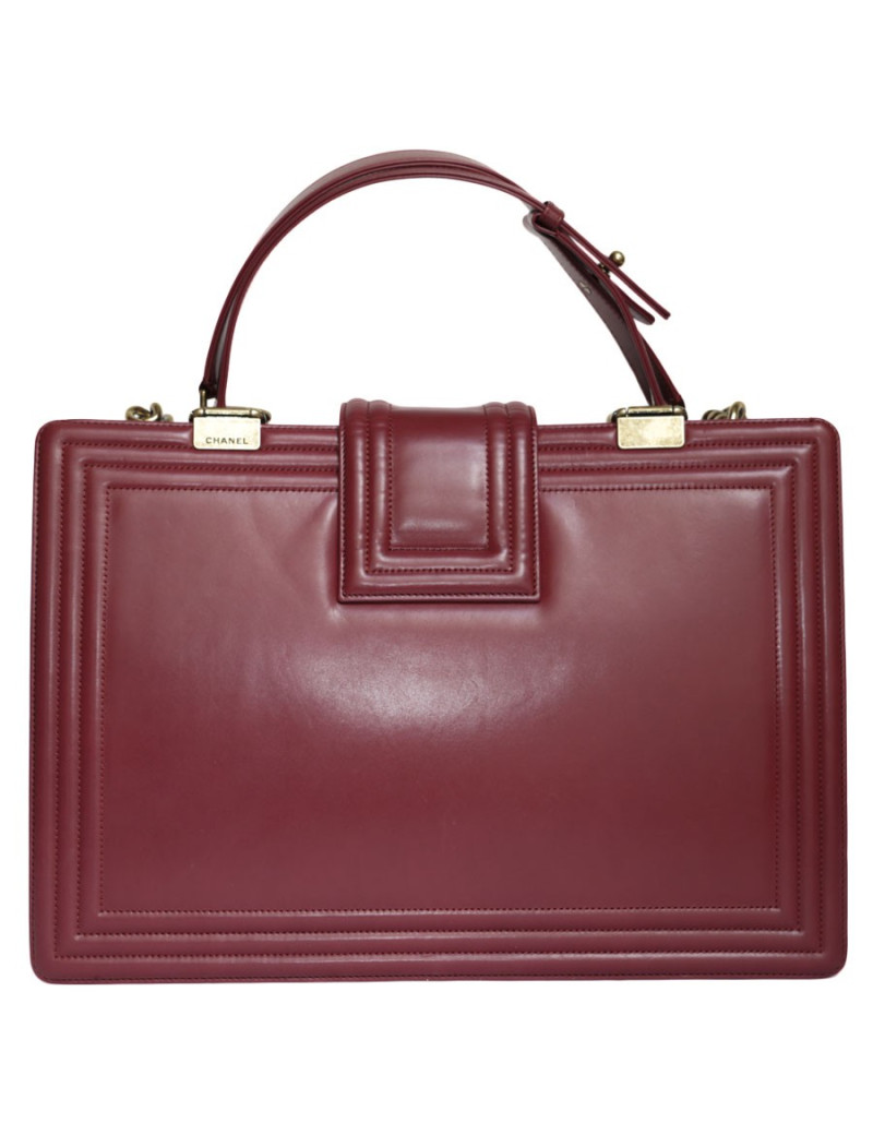 CHANEL Burgundy smooth leather tote bag
