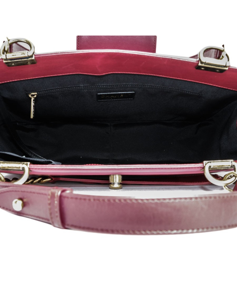Sac cabas CHANEL cuir lisse bordeaux