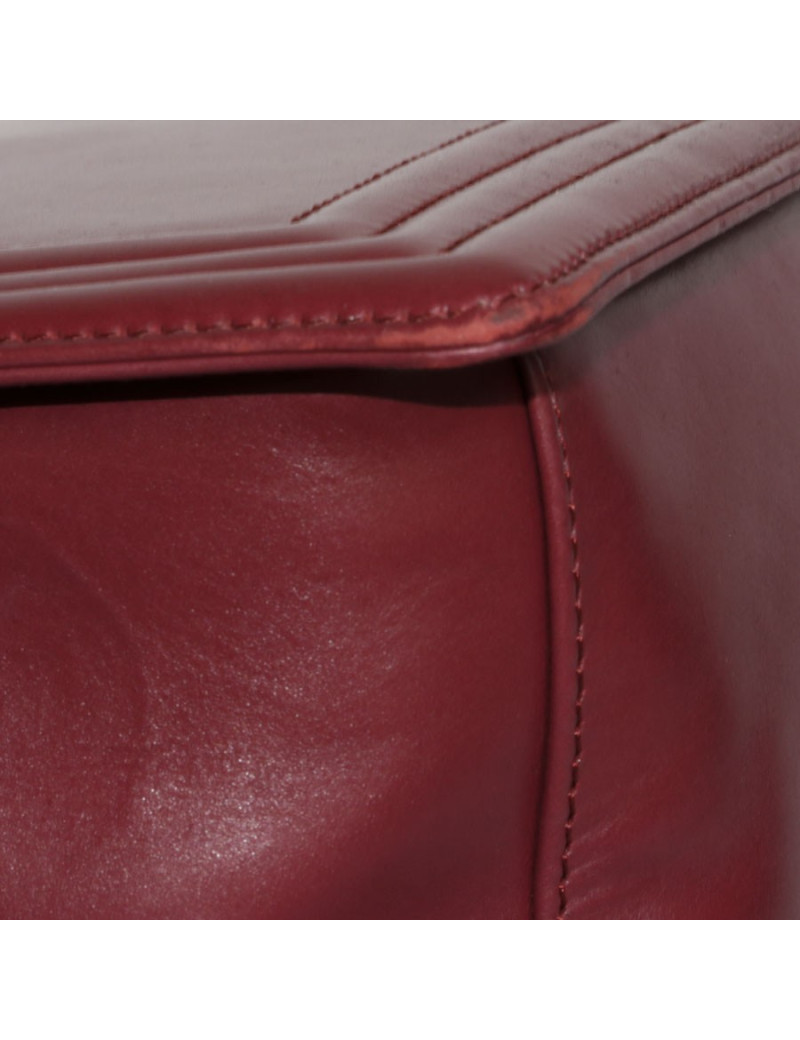 Sac cabas CHANEL cuir lisse bordeaux