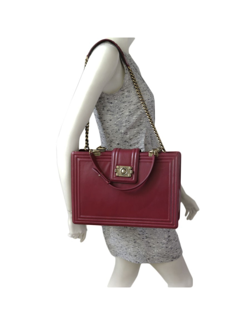 CHANEL Burgundy smooth leather tote bag