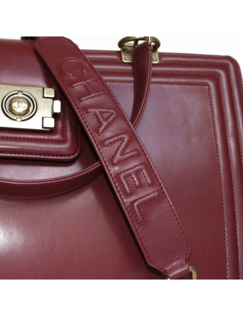 Sac cabas CHANEL cuir lisse bordeaux