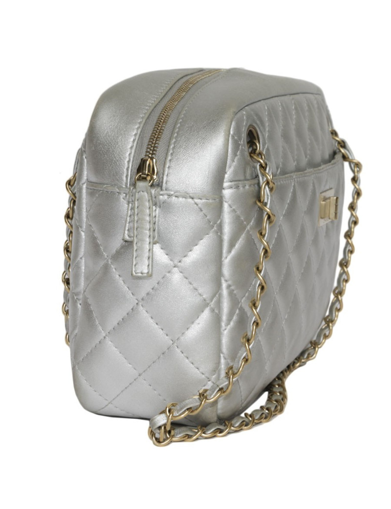 Sac "Caméra"CHANEL cuir argent